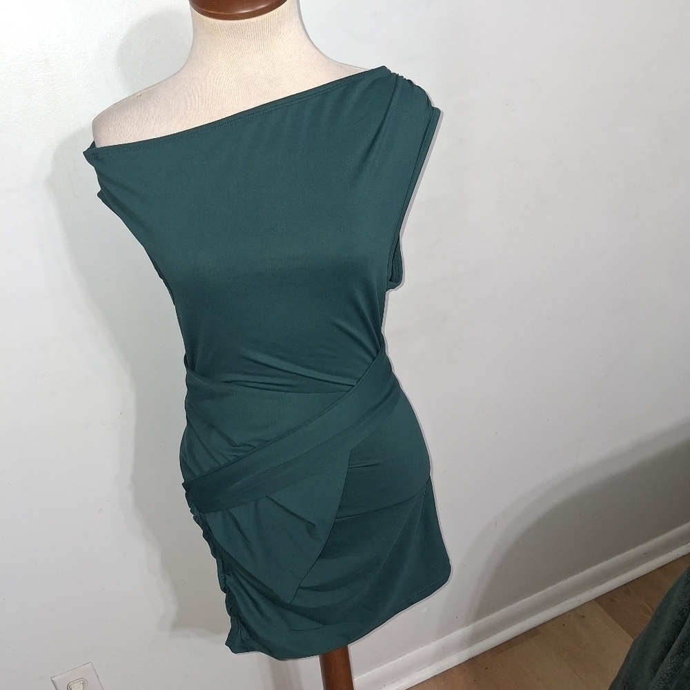 Hunter Green-  Off-Shoulder Dress- W Sz 6